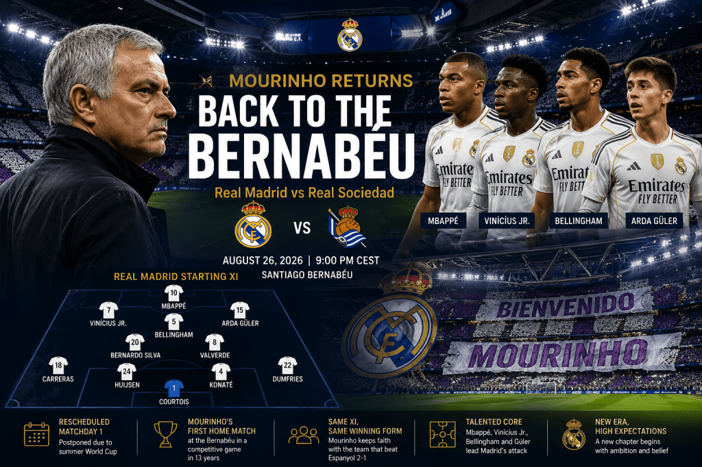 Real Madrid vs Real Sociedad: Mourinho Returns to the Bernabéu After 13 Years With Unchanged Starting&nbsp;XI